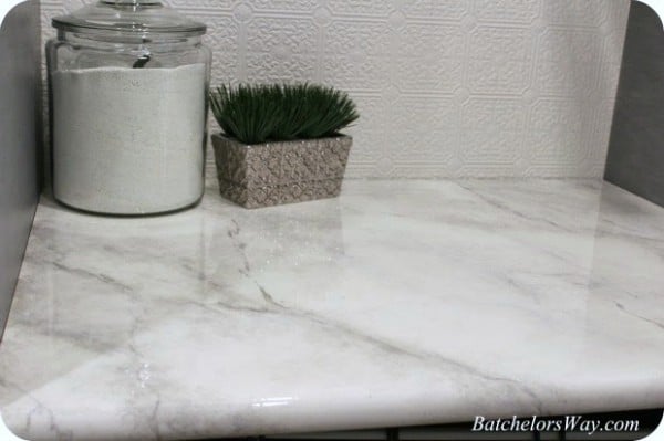 how to paint a faux marble countertop, Batchelors Way on Remodelaholic