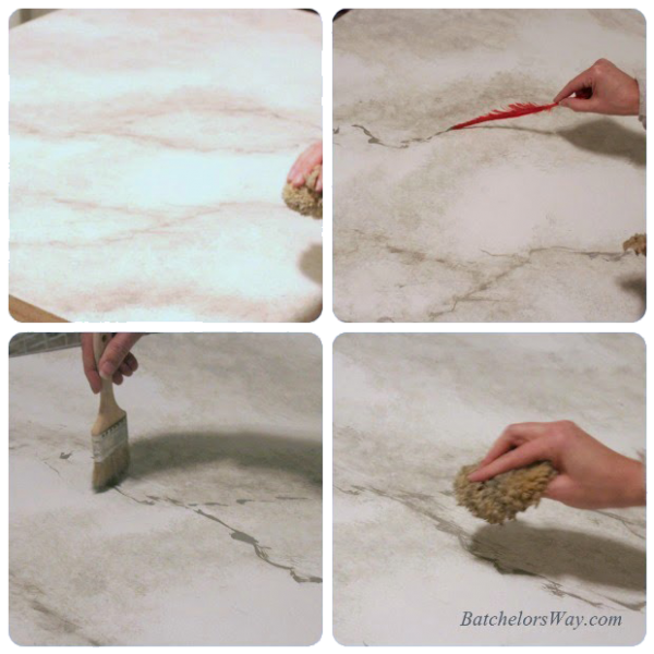 how to paint faux marble countertop, Batchelors Way on Remodelaholic