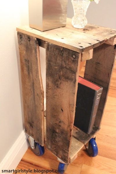 industrial pallet side table