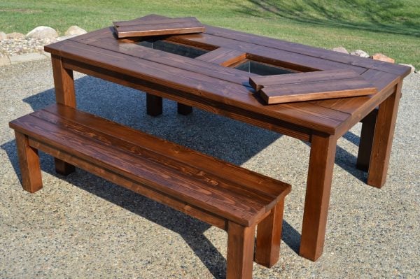 DIY Outdoor Furniture Woodworking Plans: Patio Table with Drink Coolers