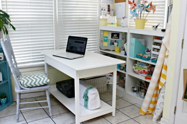 Desk with shelf added to the bottom for more storage