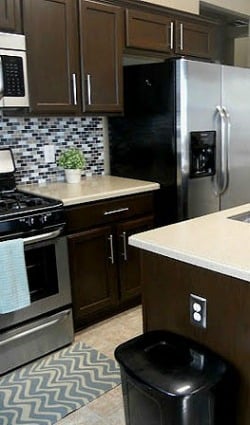 chocolate brown painted cabinets