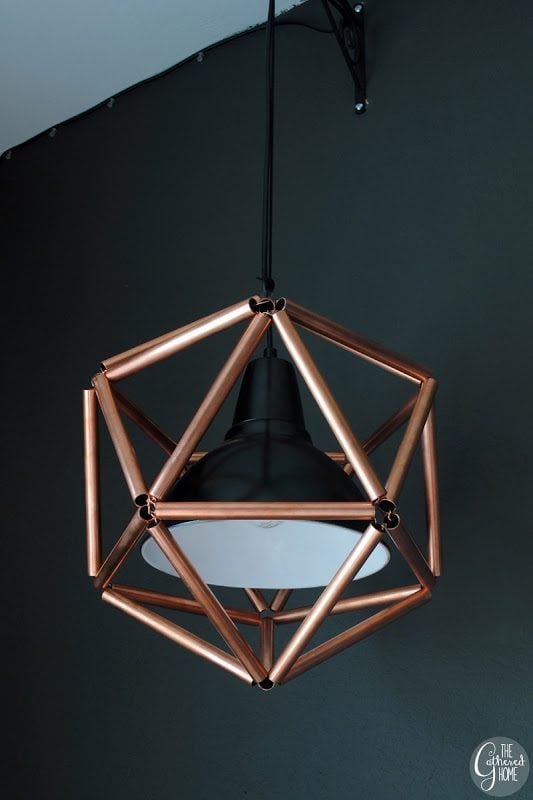 geometric icosahedron copper pipe pendant light, The Gathered Home on Remodelaholic
