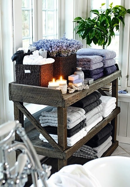 Rustic towel shelf