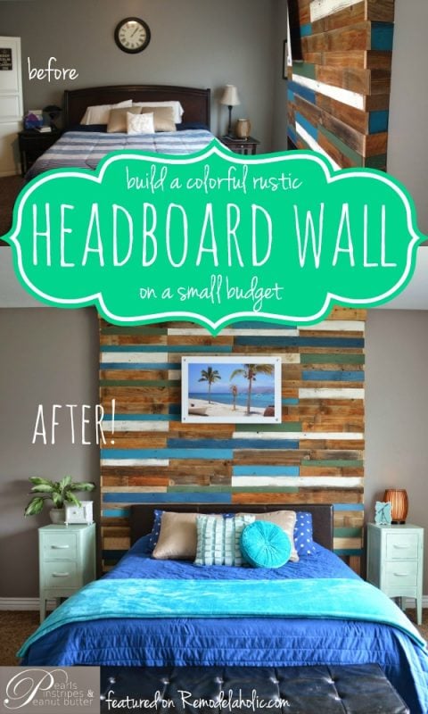 Build a Plank Headboard Wall | Pearls Pinstripes and Peanut Butter featured on Remodelaholic.com #headboardweek #headboard #accentwall #tutorial