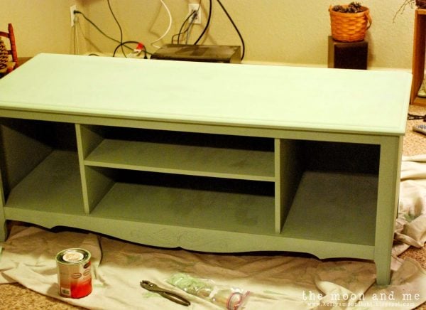 chalk paint for console table made from entertainment center, The Moon and Me on Remodelaholic
