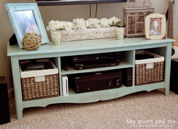 entertainment center makeover to tv console, The Moon and Me on Remodelaholic