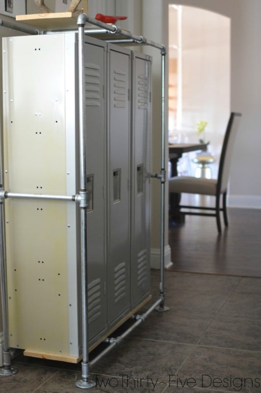 lockers in mudroom, Two Thirty Five Designs on Remodelaholic