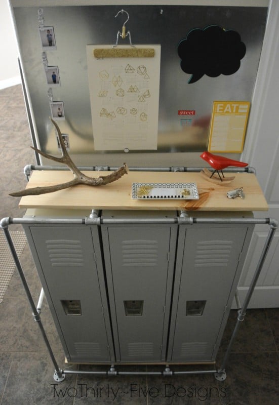 DIY Mudroom Locker System | Two Thirty-Five Designs featured on Remodelaholic.com #organizing #industrial