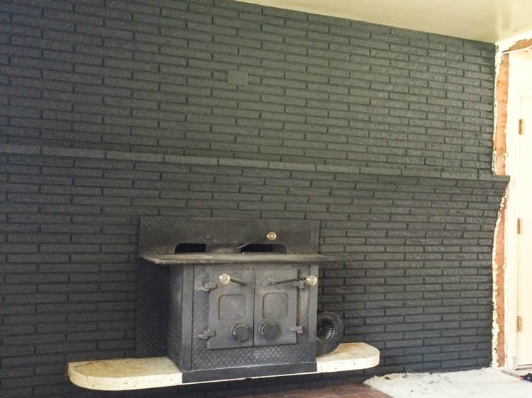 Painted Black Brick Fireplace