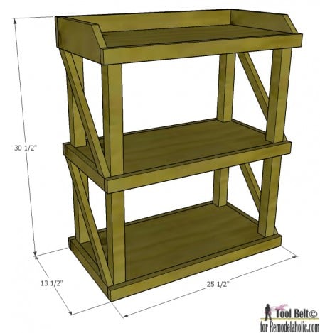 Free DIY plans to build an easy and stylish small shelf on Remodelaholic.com