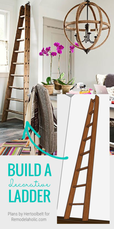 Build A Decorative DIY Ladder, Vintage Wood Orchard Ladder, Remodelaholic