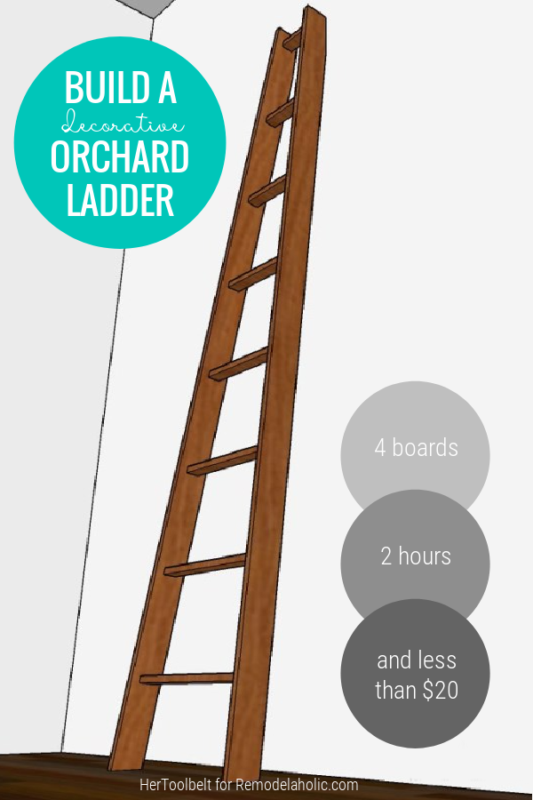 Build A Decorative Vintage Wood Angled Orchard Ladder DIY Plans, Remodelaholic