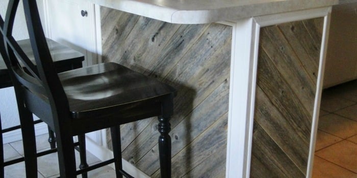 Diagonal Planked Reclaimed Wood Kitchen Island