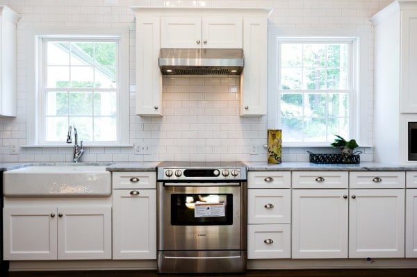 6 renovated kitchen with white subway tile marble and farmhouse sink, Cobblestone DG on Remodelaholic
