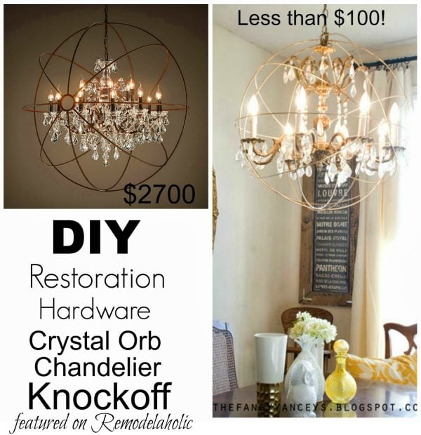 How to create a crystal orb chandelier like Restoration Hardware | Vintage Romance Style featured on Remodelaholic.com #knockoff #chandelier #lighting #diy