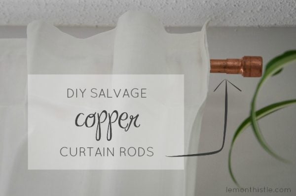Salvaged Copper Pipe Curtain Rod, Lemon Thistle on Remodelaholic