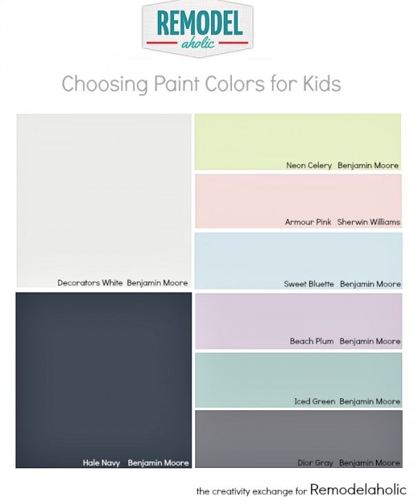 Tips for choosing paint colors for kid spaces.  Remodelaholic.com #children #kidsroom