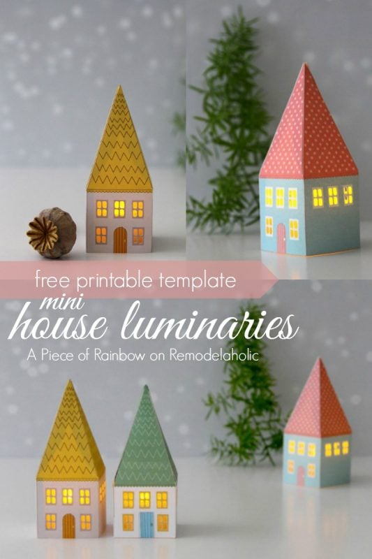 Mini House Luminaries - free printable template from A Piece of Rainbow on @Remodelaholic