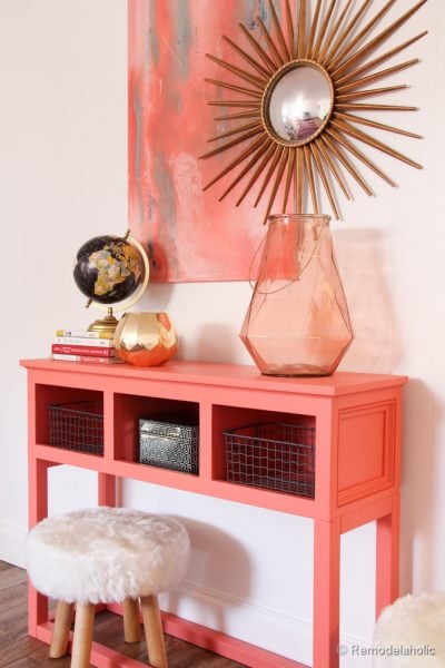 Sherwin-Williams Coral Reef Painted Console Table @Remodelaholic-035